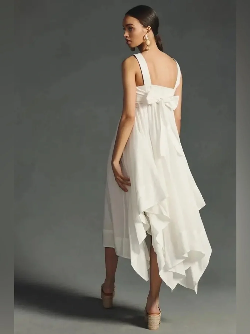 Anthropologie Pilcro White Asymmetrical Babydoll Midi Dress Size XS - Picture 13 of 13